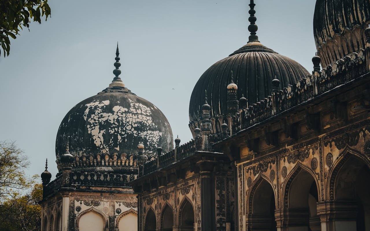 The historic Qutb Shahi Tombs showcasing Indo-Islamic architecture in Hyderabad, India.